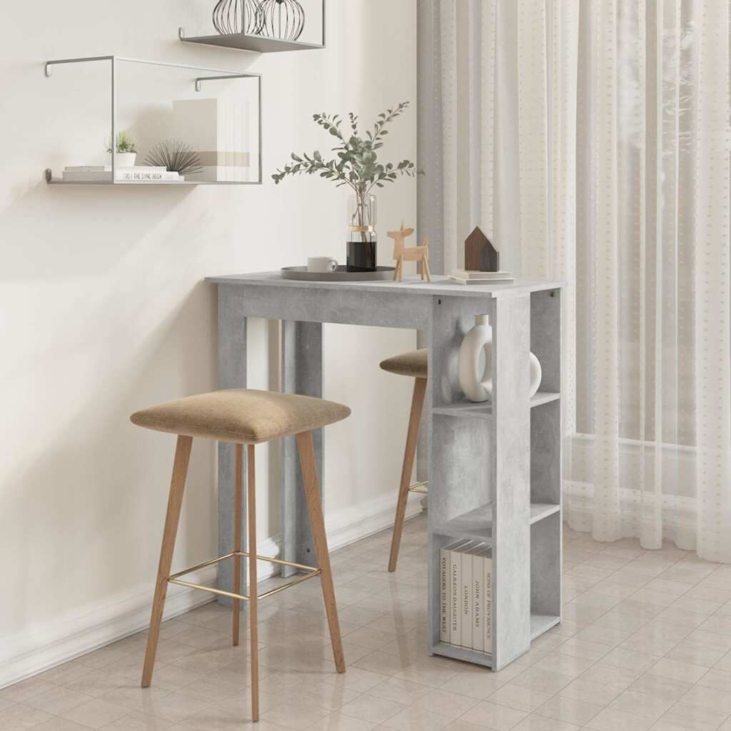 Vidaxl Moderner Bartisch mit Regal in Betongrau - Jetzt bis zu 36% sparen
