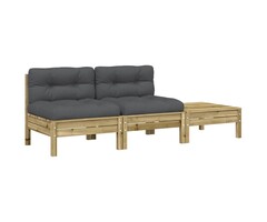 Vidaxl 2-Sitzer Gartenbank Set mit Fußhocker - Kiefernholz - bis zu 41% sparen