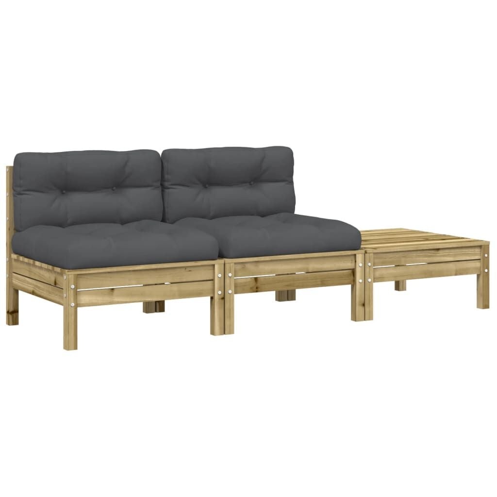Vidaxl 2-Sitzer Gartenbank Set mit Fußhocker - Kiefernholz - bis zu 41% sparen