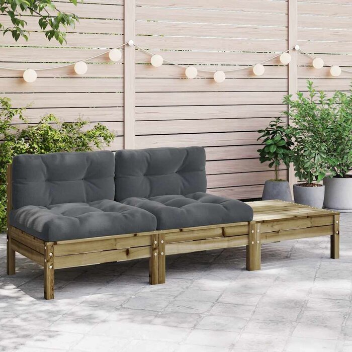 Vidaxl 2-Sitzer Gartenbank Set mit Fußhocker - Kiefernholz - bis zu 41% sparen