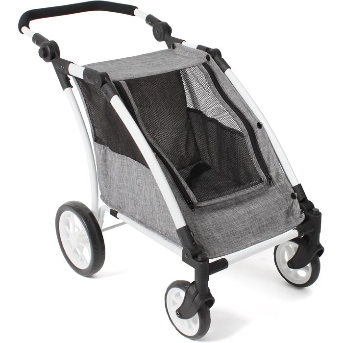 Zwillings-Puppenwagen Roadster bis 46cm - Jeans-Grau - bis zu 40% günstiger