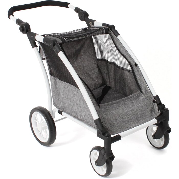 Zwillings-Puppenwagen Roadster bis 46cm - Jeans-Grau - bis zu 40% günstiger