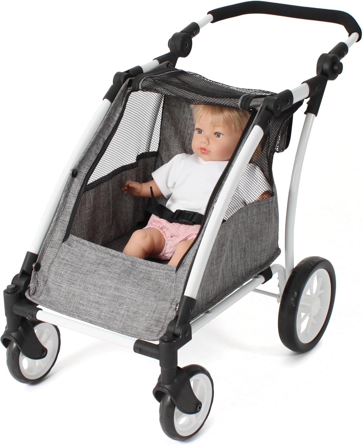 Zwillings-Puppenwagen Roadster bis 46cm - Jeans-Grau - bis zu 40% günstiger
