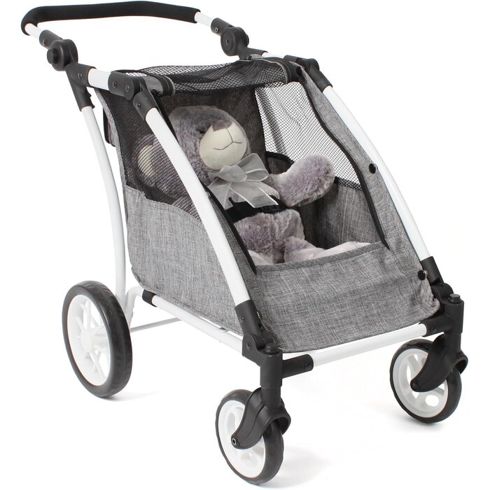 Zwillings-Puppenwagen Roadster bis 46cm - Jeans-Grau - bis zu 40% günstiger