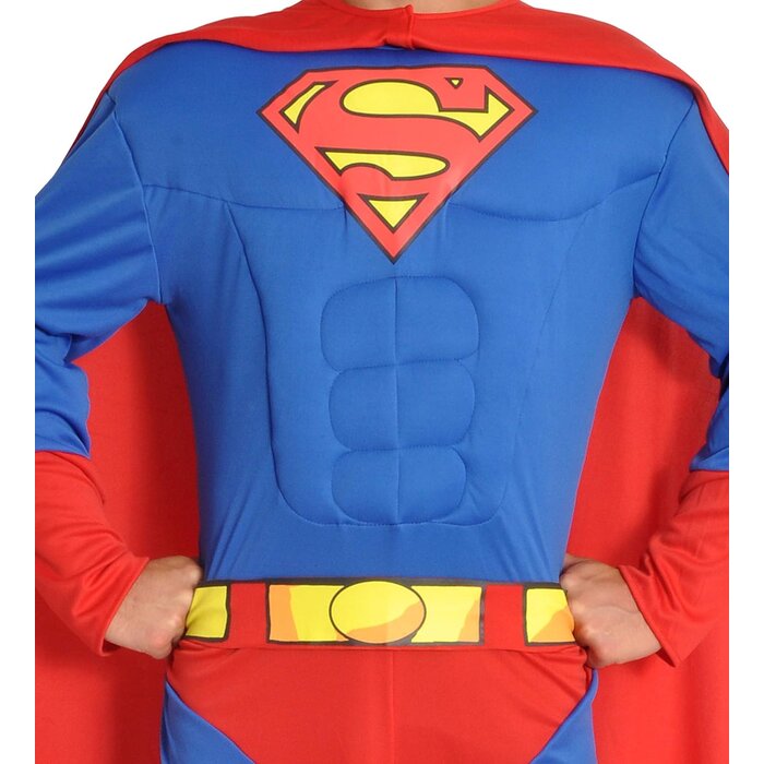 Superman Kostüm mit Muskelpolsterung - Größe L - bis zu 39% Rabatt