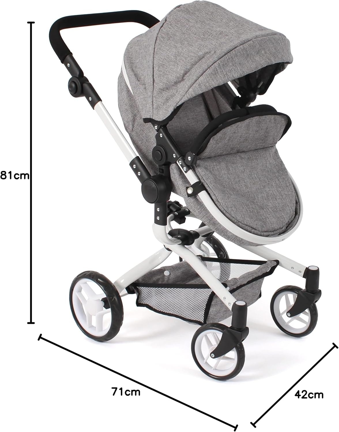Kombi-Puppenwagen Yolo 2-in-1 in Jeans-Grau - jetzt bis zu 40% günstiger