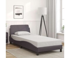 Vidaxl Bettgestell Dover 90x200 cm - Kunstleder Grau - bis zu 41% Rabatt