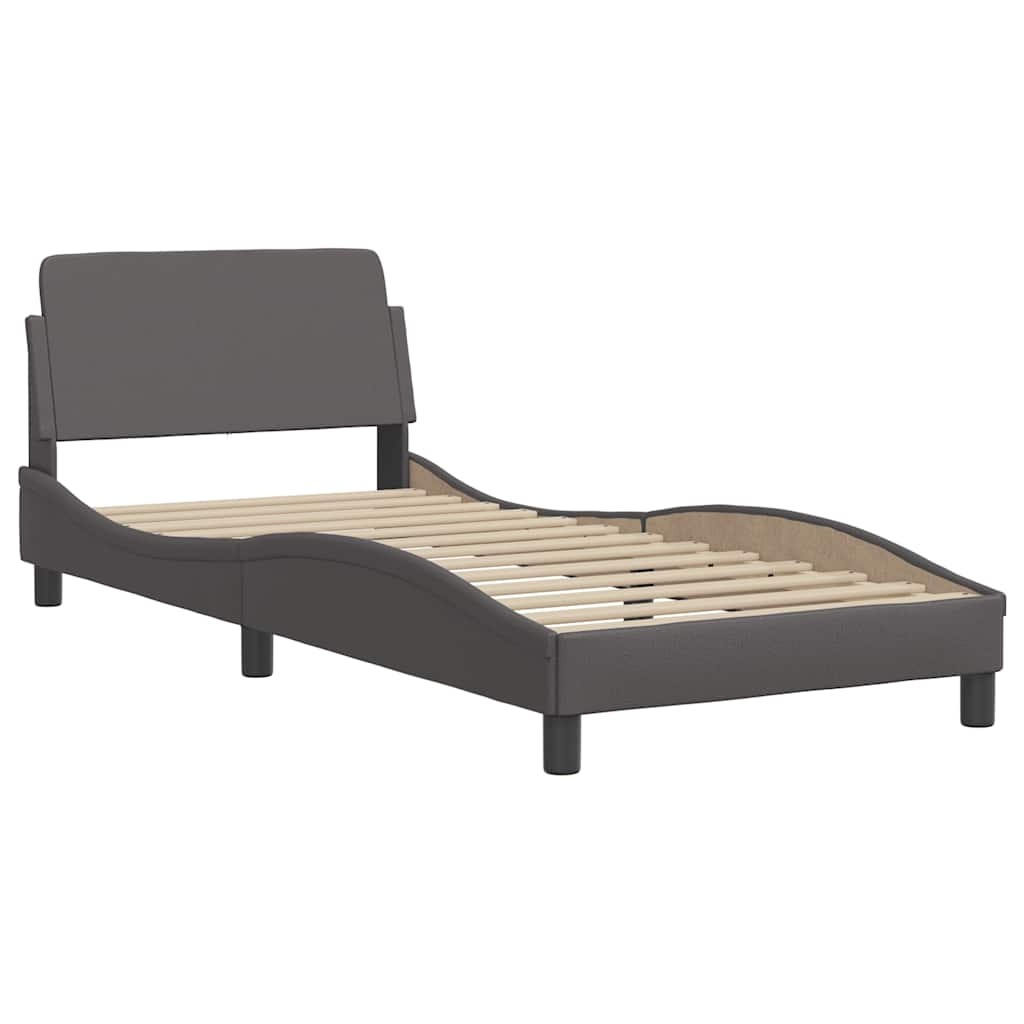 Vidaxl Bettgestell Dover 90x200 cm - Kunstleder Grau - bis zu 41% Rabatt