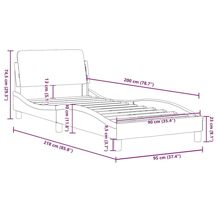 Vidaxl Bettgestell Dover 90x200 cm - Kunstleder Grau - bis zu 41% Rabatt