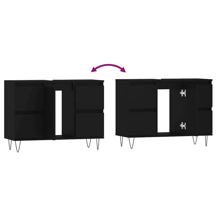 Vidaxl Badezimmerschrank 80x33x60 cm in Schwarz - Jetzt bis zu 41% sparen