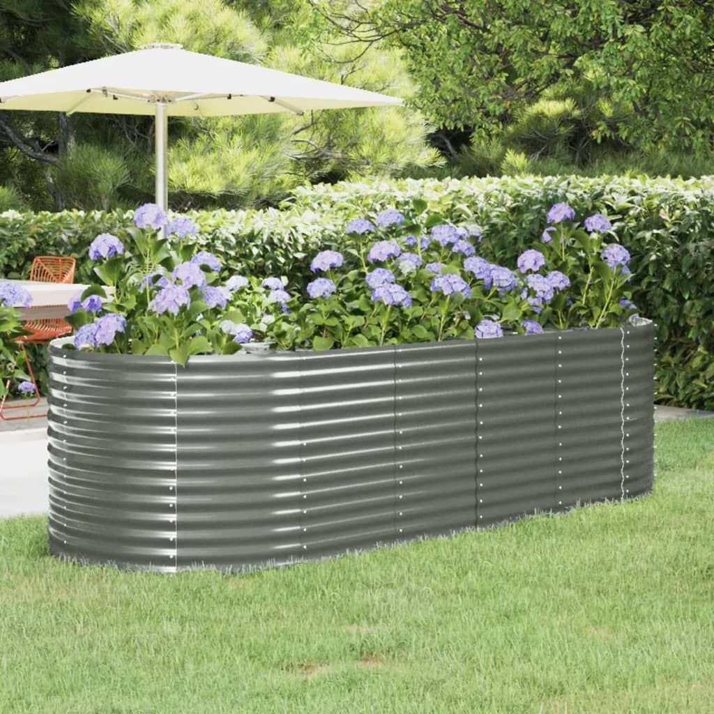 Vidaxl Großes Stahl-Hochbeet 249x100 cm - Grau - bis zu 41% sparen
