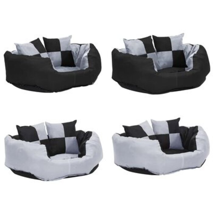 Vidaxl Wendbares Hundekissen 65x50x20 cm Grau/Schwarz - Sparen Sie bis zu 34%