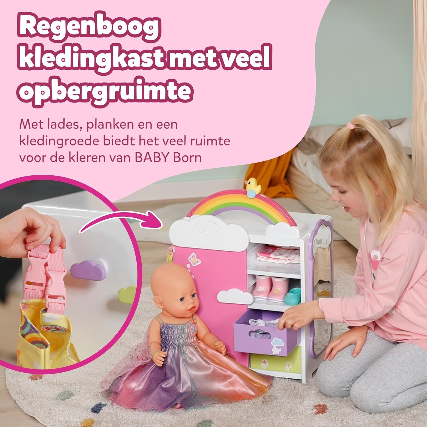 Baby Born Puppenkleiderschrank mit Licht & Sound - Regenbogen-Design - bis zu 39% sparen