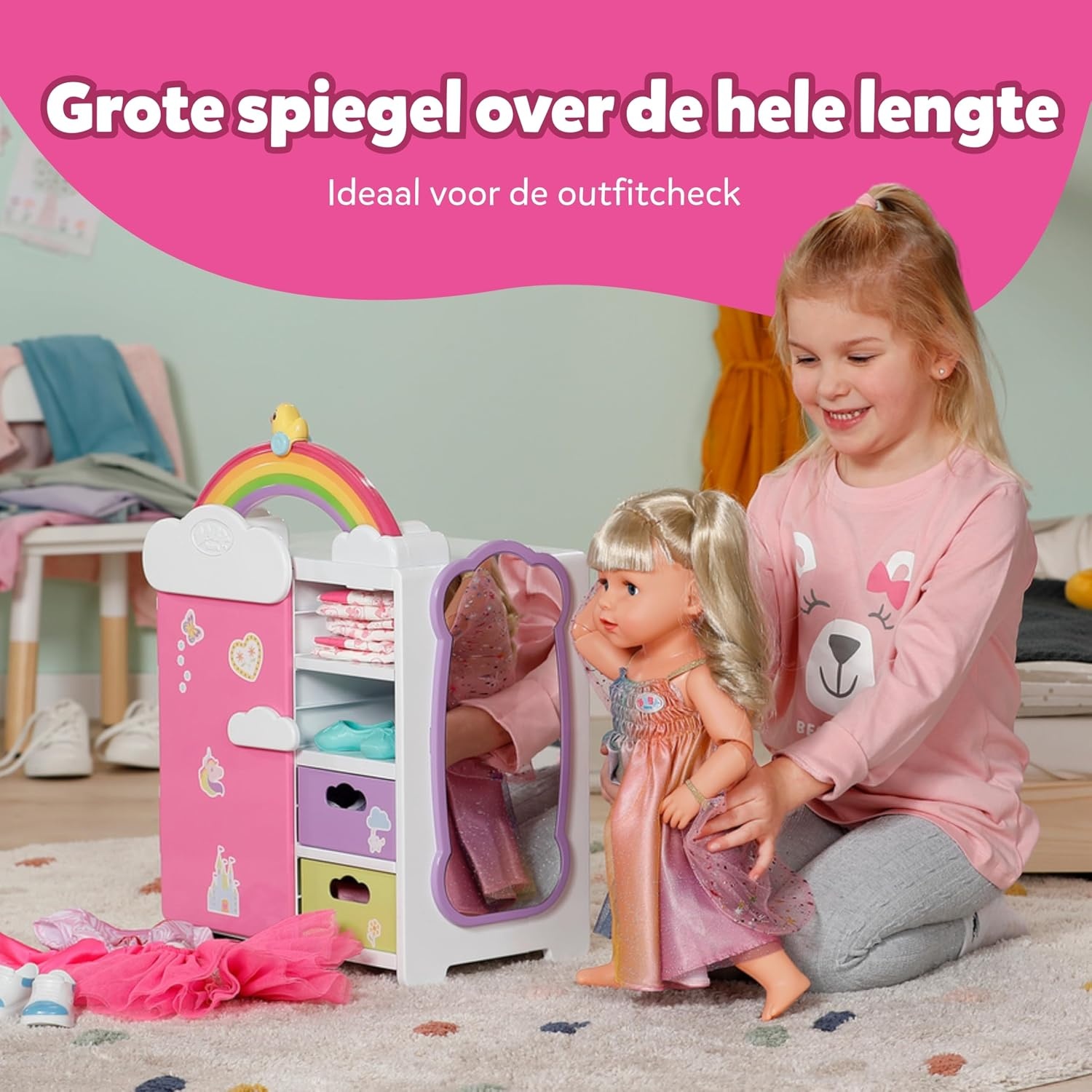 Baby Born Puppenkleiderschrank mit Licht & Sound - Regenbogen-Design - bis zu 39% sparen