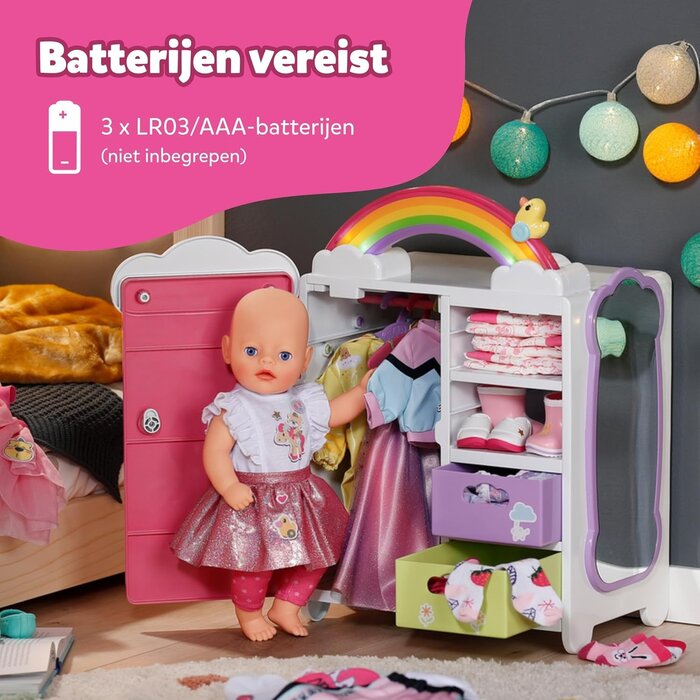 Baby Born Puppenkleiderschrank mit Licht & Sound - Regenbogen-Design - bis zu 39% sparen