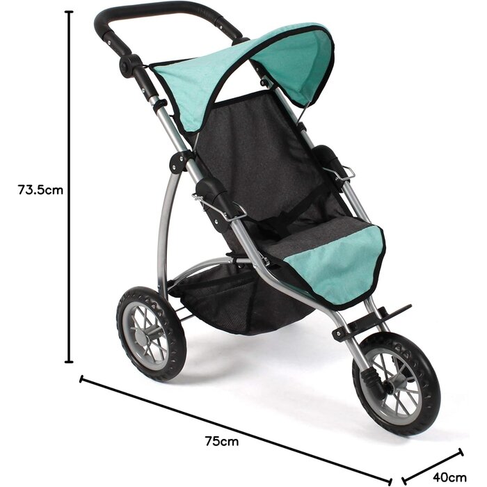 Puppen-Jogger Leon höhenverstellbar - Dunkelgrau-Mint - bis zu 39% sparen