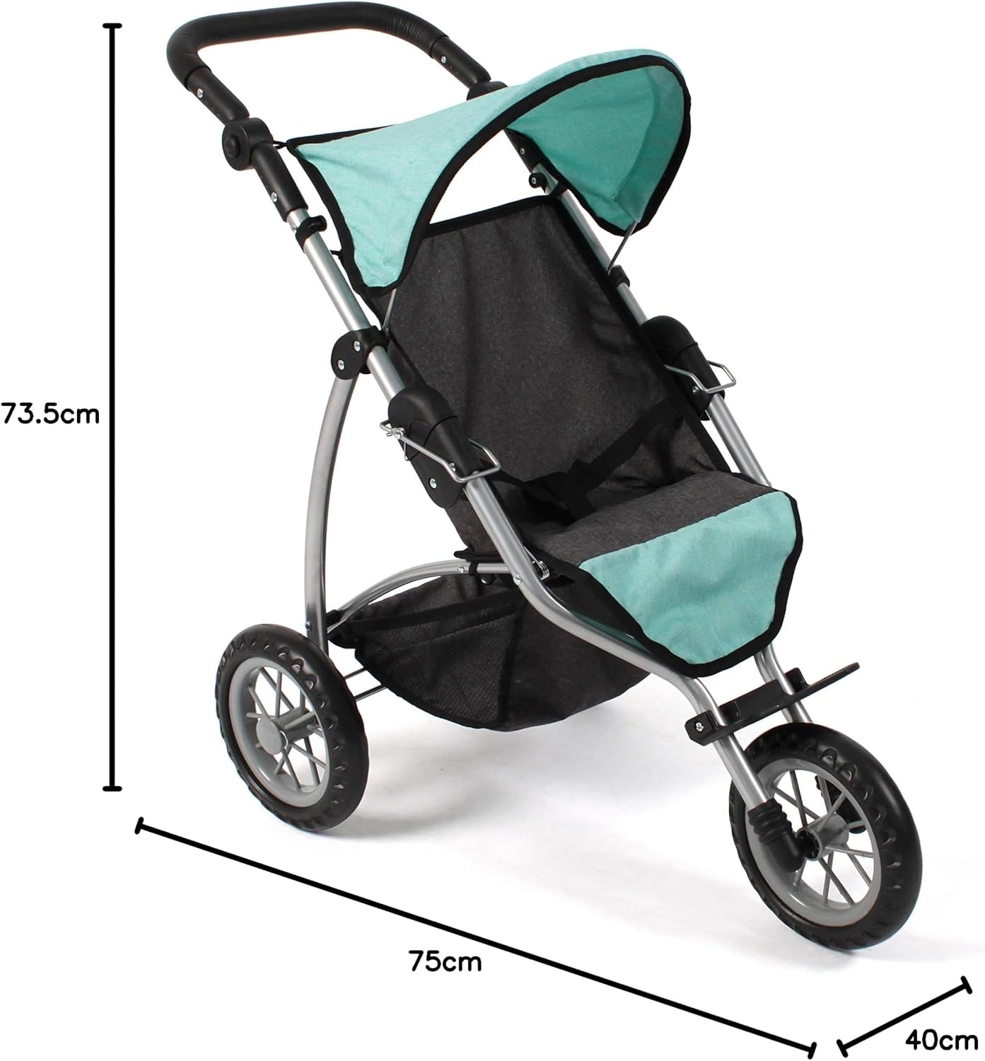 Puppen-Jogger Leon höhenverstellbar - Dunkelgrau-Mint - bis zu 39% sparen