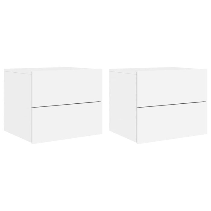Vidaxl 2er Set Wand-Nachtschränke mit LED, Weiß - Schwebend & modern - bis zu 36% Rabatt