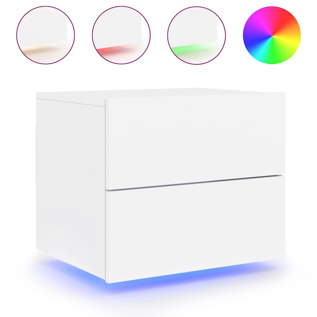 Vidaxl 2er Set Wand-Nachtschränke mit LED, Weiß - Schwebend & modern - bis zu 36% Rabatt