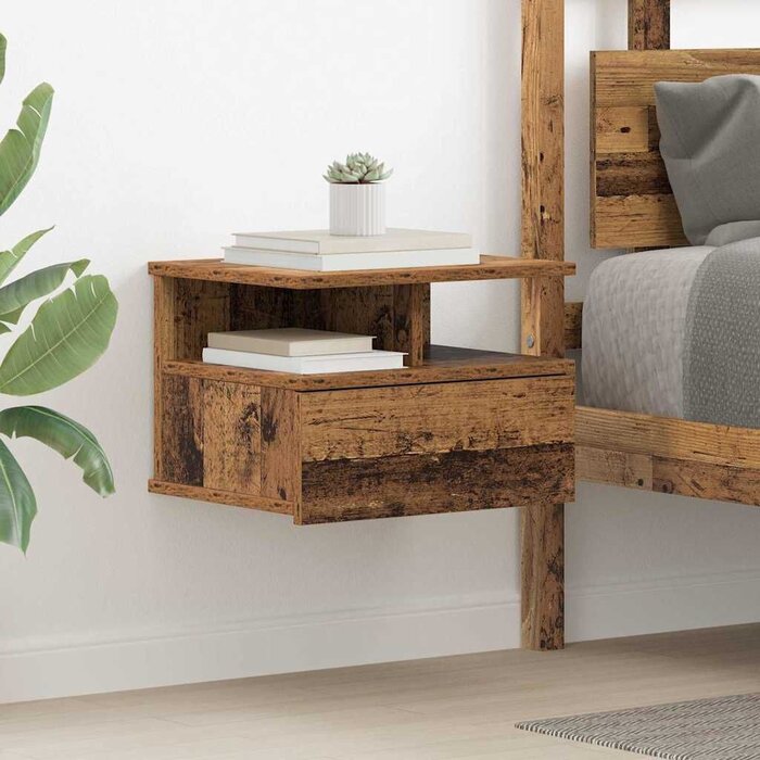 Vidaxl Schwebender Nachttisch Altholz-Optik - platzsparend & modern - bis zu 39% Rabatt