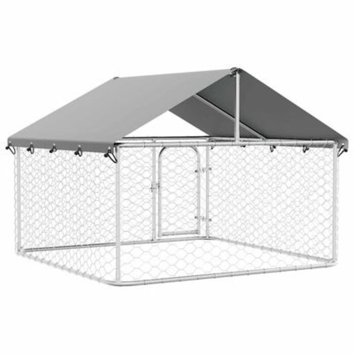 Vidaxl Hundezwinger mit Dach 200x200x150cm - Verzinkter Stahl - bis zu 41% Rabatt