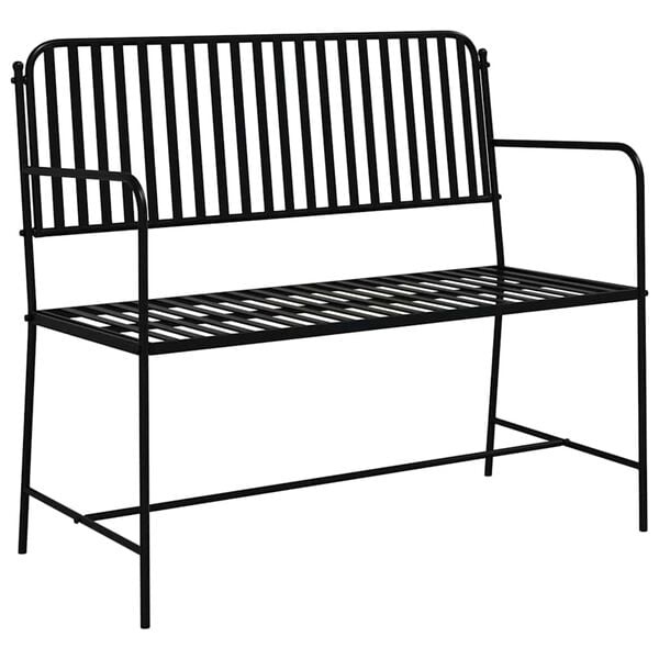 Vidaxl Moderne 2-Sitzer Gartenbank aus Stahl, Schwarz - bis zu 30% Rabatt