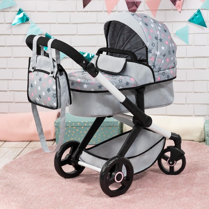 Puppenwagen 2-in-1, höhenverstellbar - Rosa - Jetzt bis zu 35% sparen