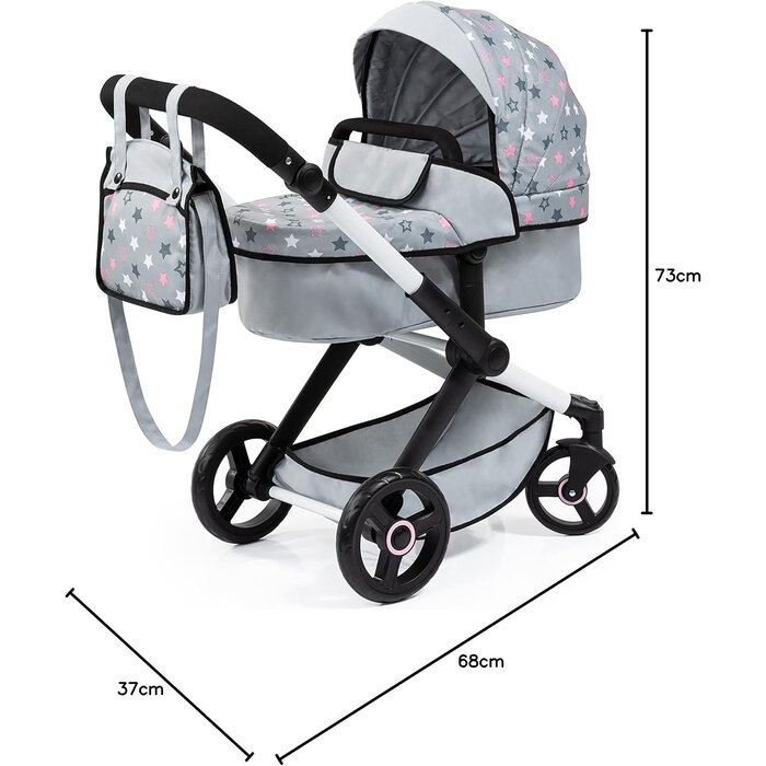 Puppenwagen 2-in-1, höhenverstellbar - Rosa - Jetzt bis zu 35% sparen