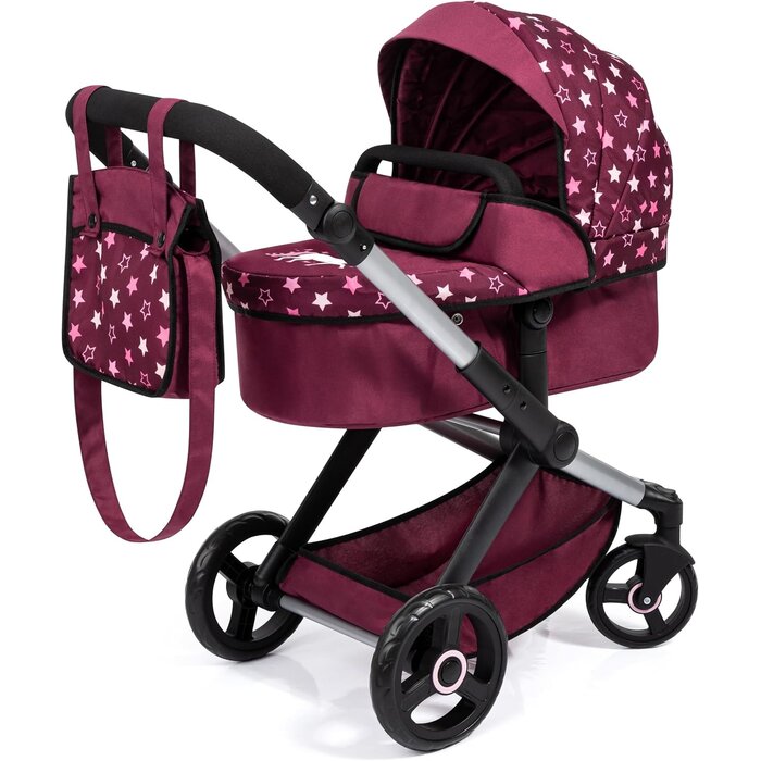 Puppenwagen 2-in-1, höhenverstellbar - Rosa - Jetzt bis zu 35% sparen