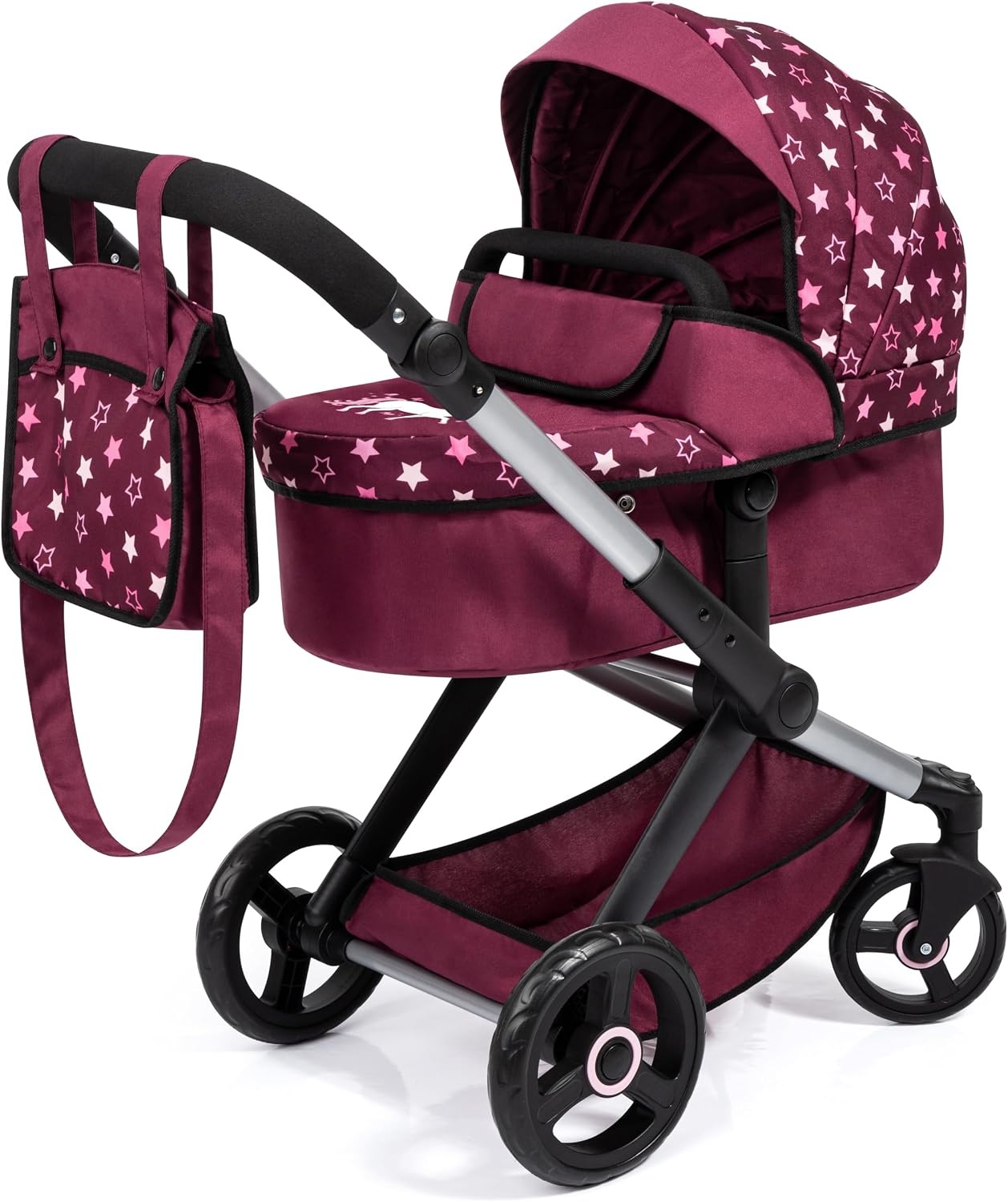 Puppenwagen 2-in-1, höhenverstellbar - Rosa - Jetzt bis zu 35% sparen