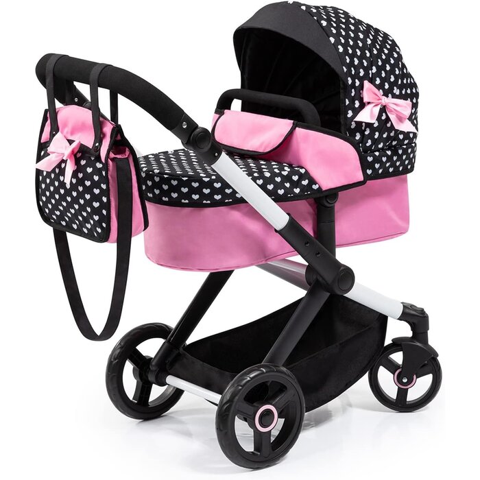 Puppenwagen 2-in-1, höhenverstellbar - Rosa - Jetzt bis zu 35% sparen