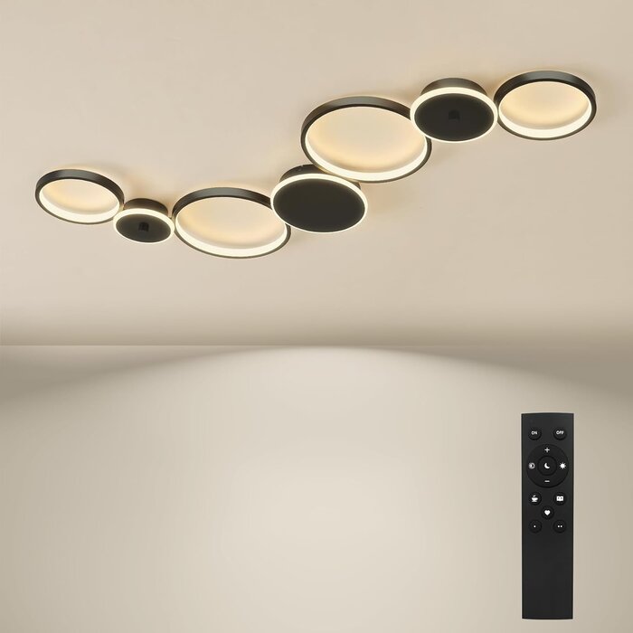 Amazon Moderne 7-Ring LED-Deckenleuchte dimmbar, 62W, 5300 lm - Jetzt bis zu 34% sparen