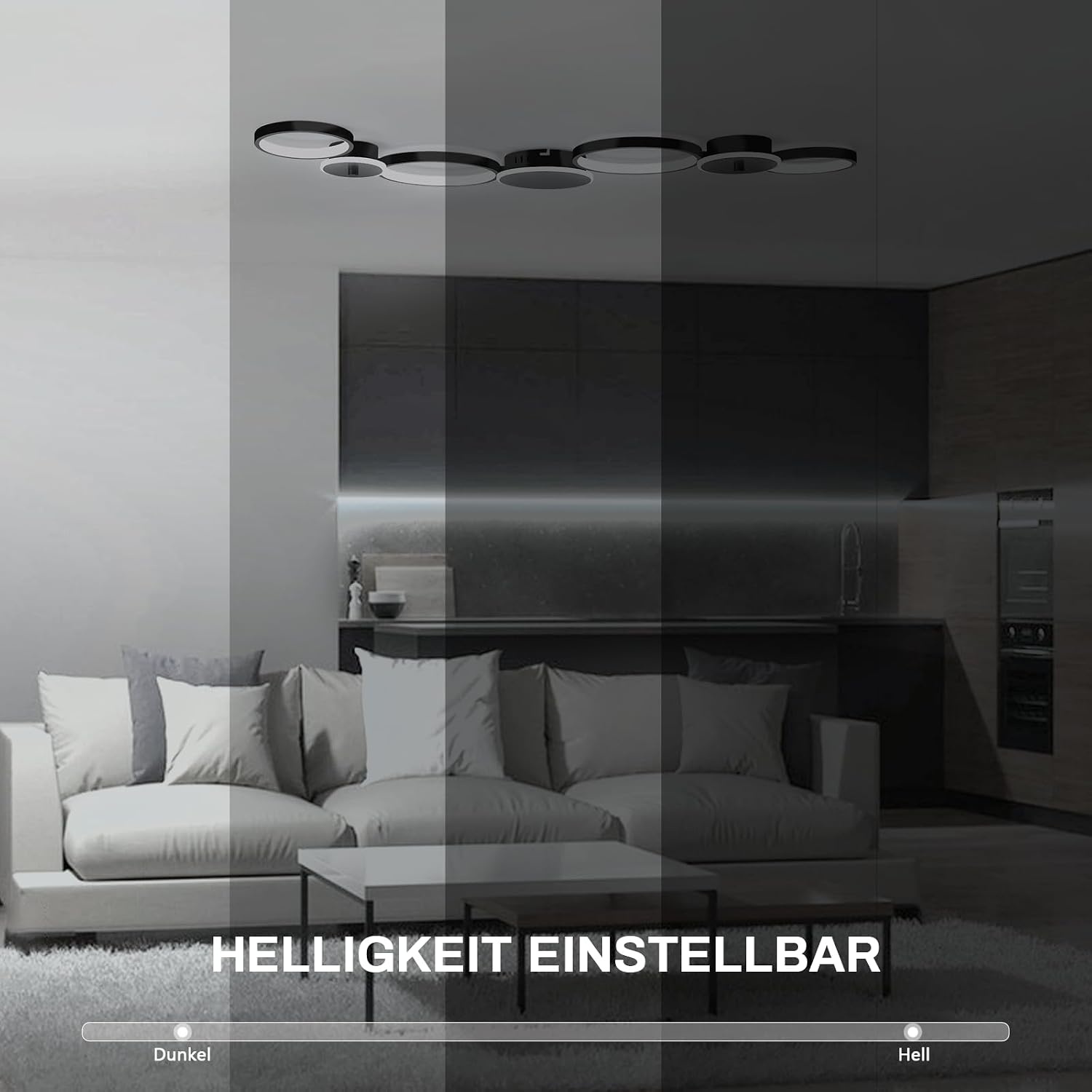 Amazon Moderne 7-Ring LED-Deckenleuchte dimmbar, 62W, 5300 lm - Jetzt bis zu 34% sparen