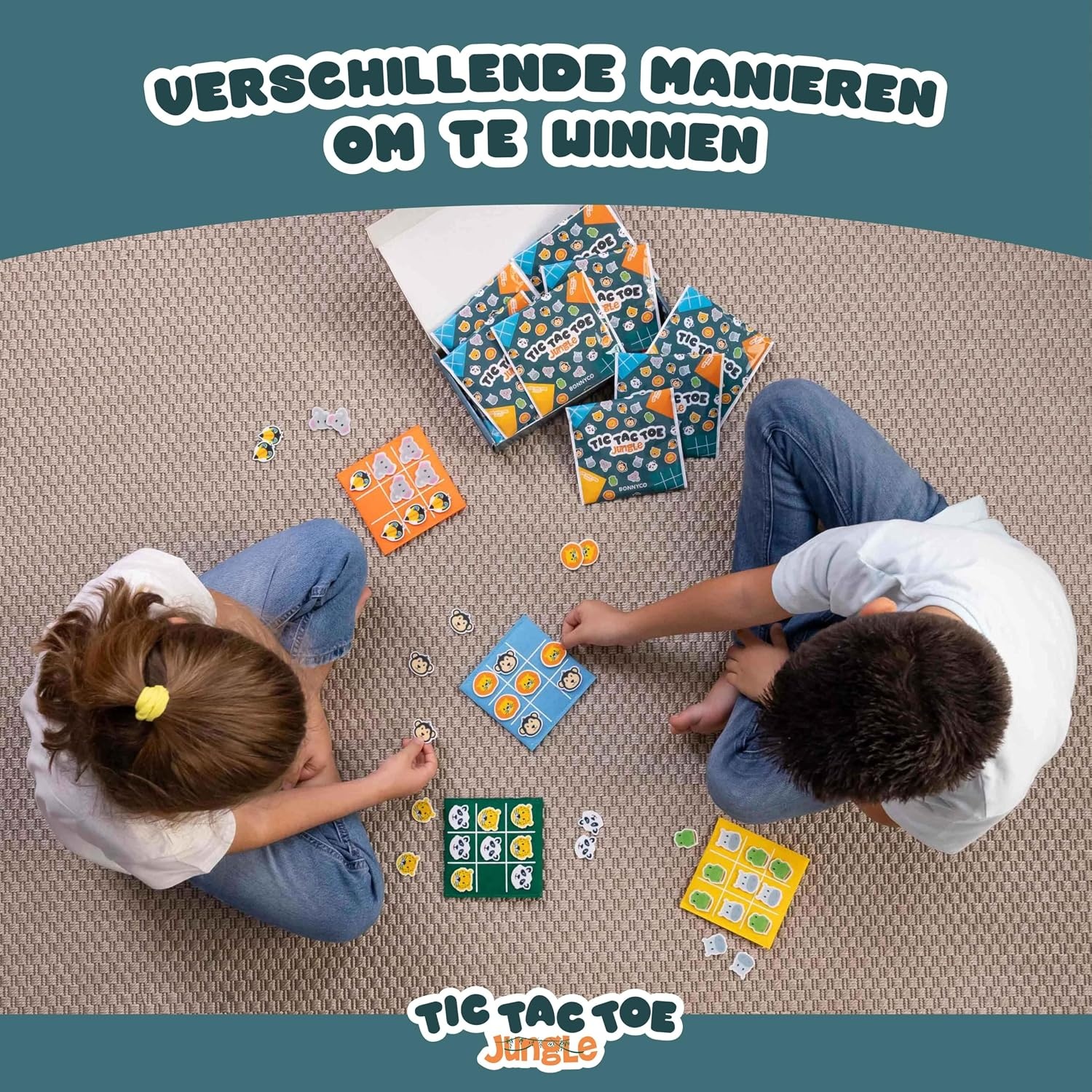 16er Set Tic-Tac-Toe aus Filz - Dschungel-Tiere - bis zu 32% Rabatt