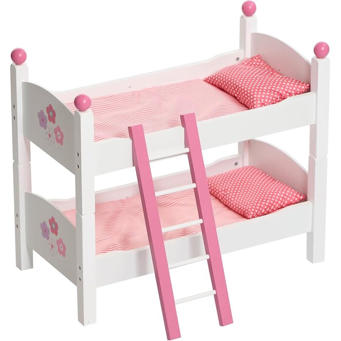 Puppen-Etagenbett für Puppen bis 48 cm, Holz, weiß-rosa - bis zu 39% Rabatt
