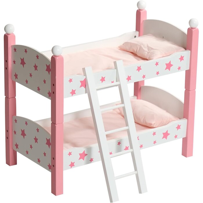 Puppen-Etagenbett für Puppen bis 48 cm, Holz, weiß-rosa - bis zu 39% Rabatt