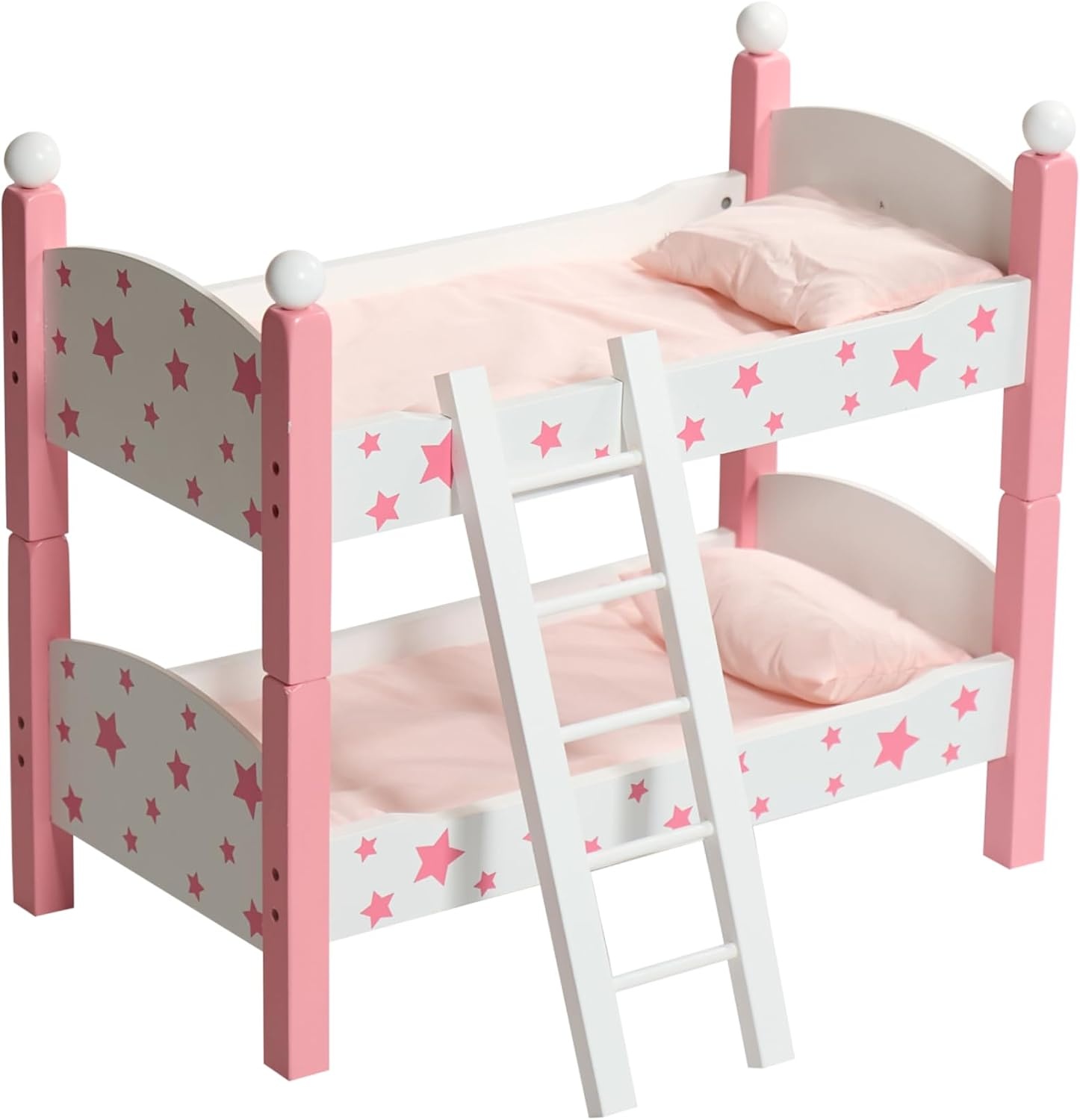 Puppen-Etagenbett für Puppen bis 48 cm, Holz, weiß-rosa - bis zu 39% Rabatt