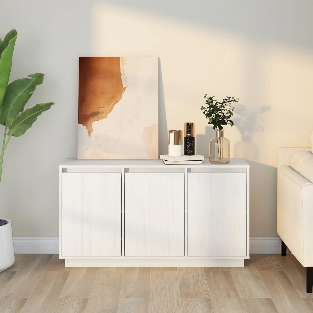 Vidaxl Sideboard aus massivem Kiefernholz, Weiß - 111x34x60 cm - bis zu 35% Rabatt