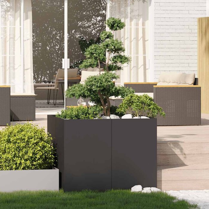 Vidaxl Großes Pflanzbeet 100x100x80cm aus Stahl - Schwarz - bis zu 41% sparen