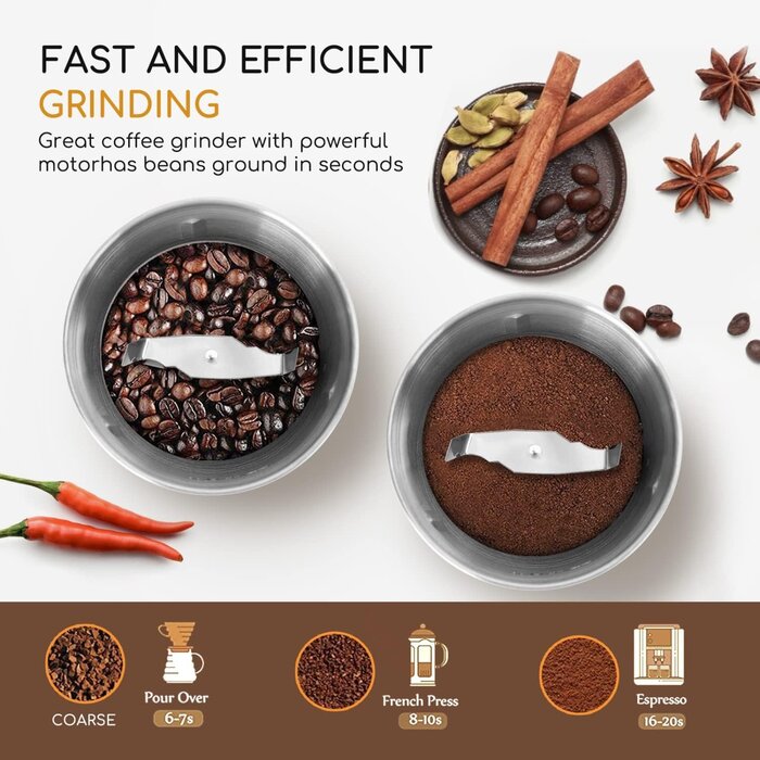 Edelstahl Kaffeemühle 200W, 75g - Jetzt bis zu 31% Rabatt im Outlet