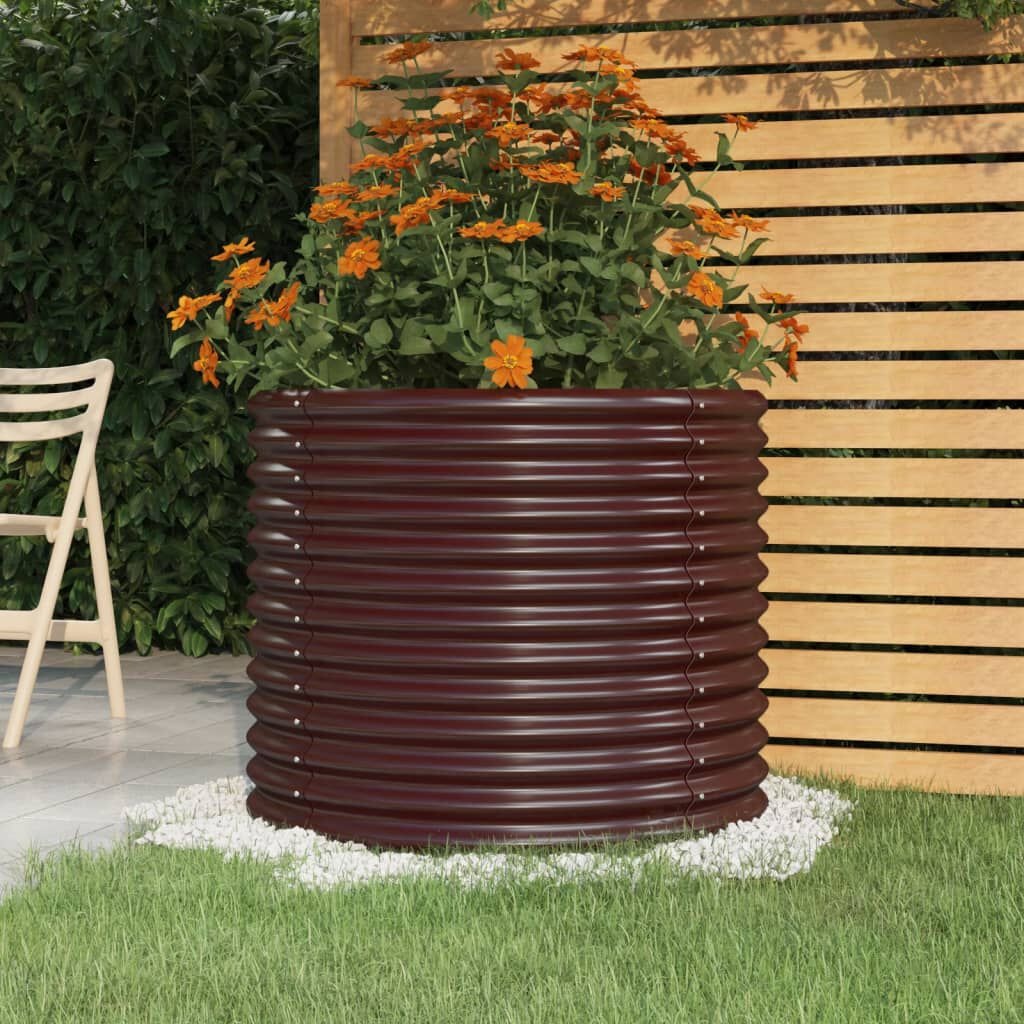Vidaxl Runder Pflanzkübel 80x68 cm, Braun - Pulverbeschichteter Stahl - bis zu 33% Rabatt