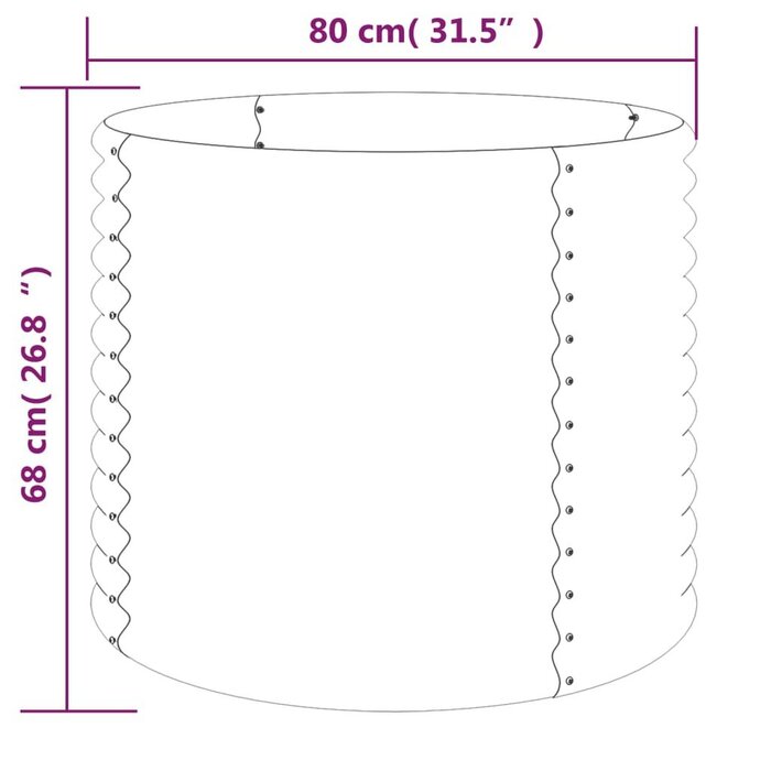 Vidaxl Runder Pflanzkübel 80x68 cm, Braun - Pulverbeschichteter Stahl - bis zu 33% Rabatt