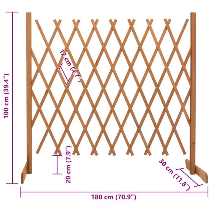 Vidaxl Ausziehbares Gartenspalier Fichtenholz 180x100 cm orange - bis zu 31% sparen