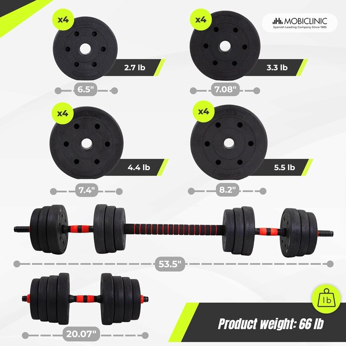 2-in-1 Hantelset 20-30 kg: Kurzhantel & Langhantel | Bis zu 34% Rabatt