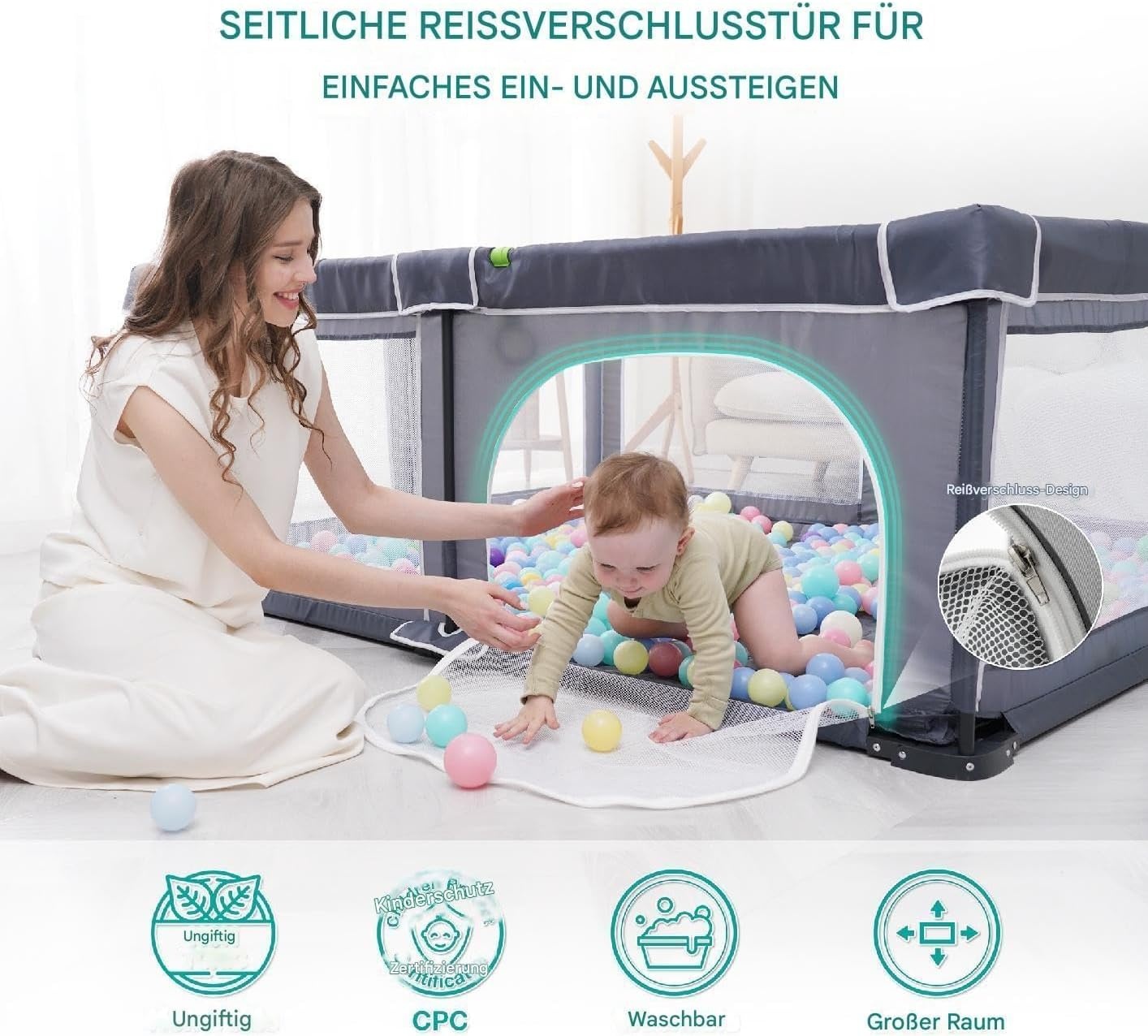 Faltbarer Laufstall für Babys 127x127 cm - Jetzt bis zu 34% Rabatt sichern