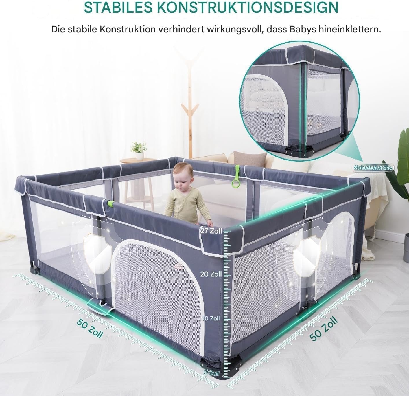 Faltbarer Laufstall für Babys 127x127 cm - Jetzt bis zu 34% Rabatt sichern
