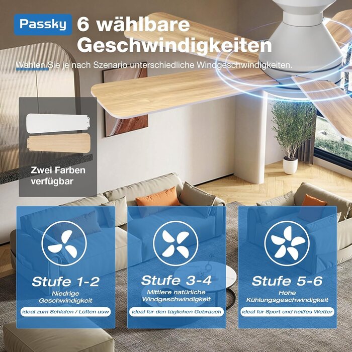 Deckenventilator mit LED & Fernbedienung, 107 cm - weiß - bis zu 30% sparen
