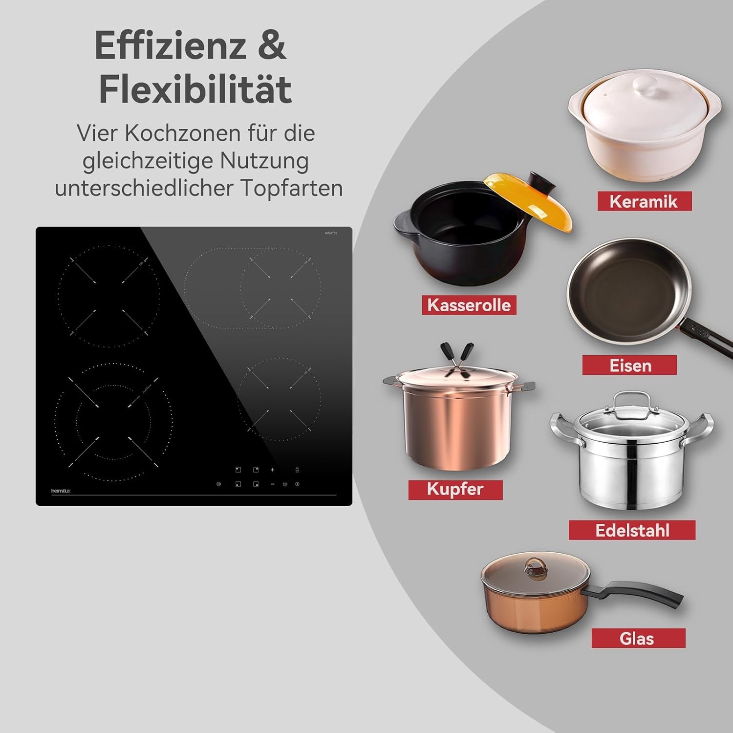 Glaskeramik-Kochfeld 59 cm mit 7200W - Outlet: bis zu 34% sparen