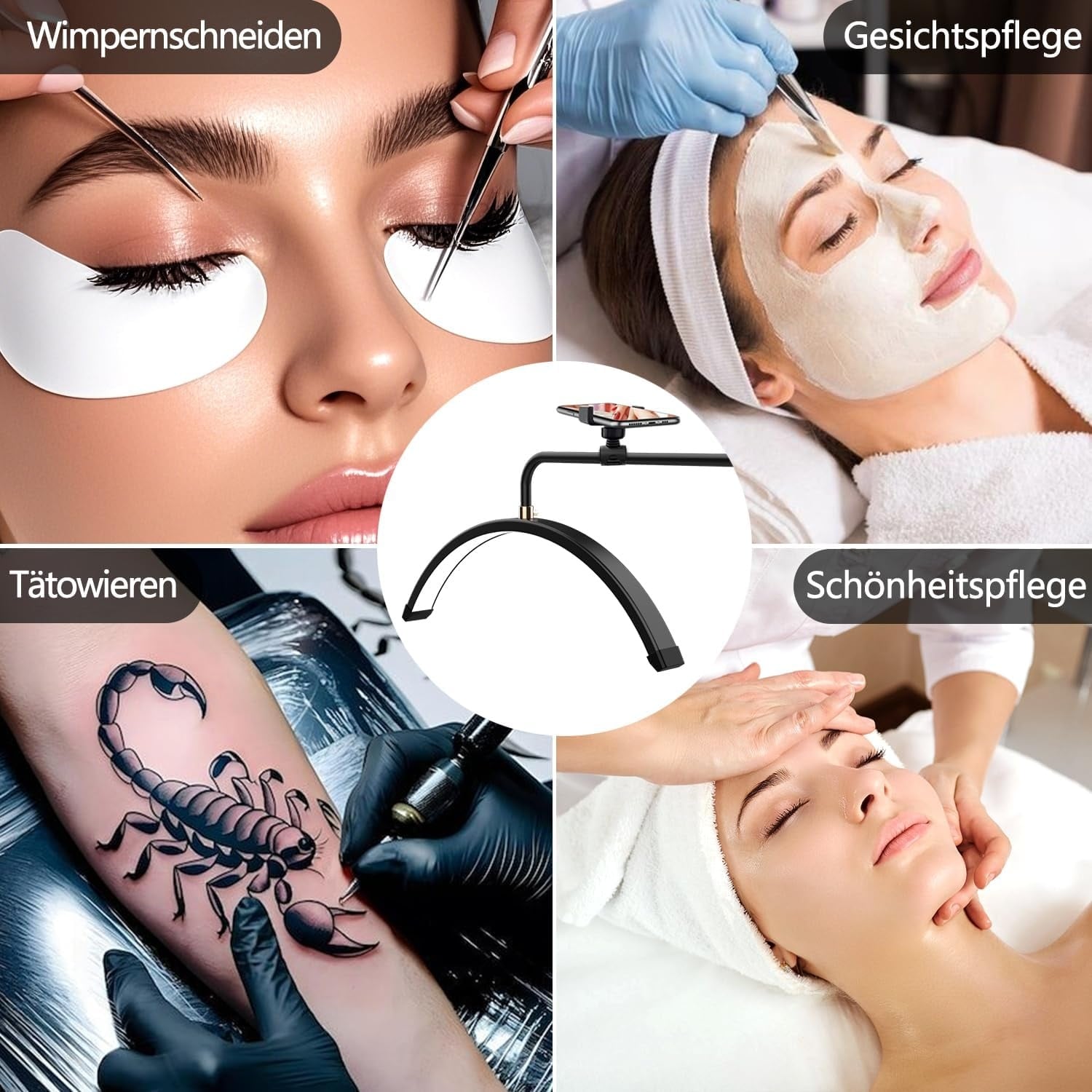 Halbmond-LED-Stehlampe für Beauty-Profis - bis zu 29% Rabatt