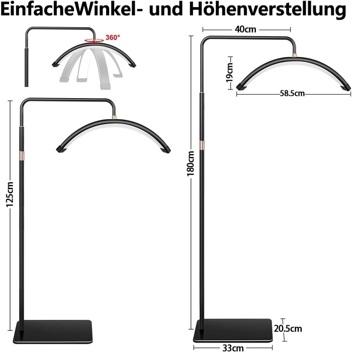 Halbmond-Stehlampe für Beauty-Profis - Höhenverstellbar - bis zu 34% sparen